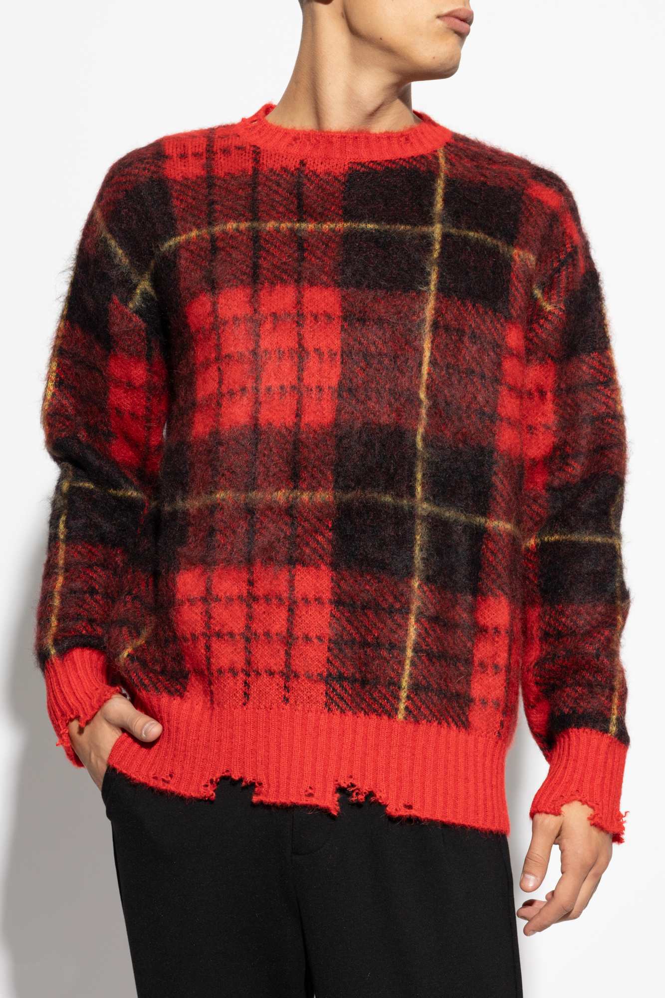 Red Sweater with Check Pattern Alexander McQueen Vitkac GB